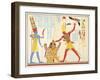 God Amun Offers Sickle Weapon to Pharaoh Ramesses III as he Strikes Two Captured Enemies-Jean Francois Champollion-Framed Giclee Print