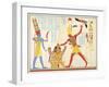 God Amun Offers Sickle Weapon to Pharaoh Ramesses III as he Strikes Two Captured Enemies-Jean Francois Champollion-Framed Giclee Print