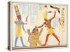 God Amun Offers Sickle Weapon to Pharaoh Ramesses III as he Strikes Two Captured Enemies-Jean Francois Champollion-Stretched Canvas