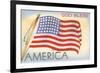 God Bless America, Flag-null-Framed Premium Giclee Print