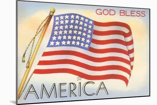 God Bless America, Flag-null-Mounted Art Print