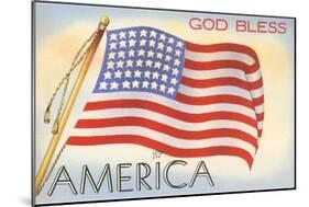 God Bless America, Flag-null-Mounted Art Print