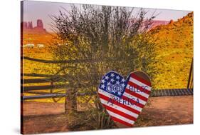 God Bless America sign, Monument Valley, Utah-William Perry-Stretched Canvas