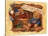 God Bless America Teddy-Barbara Mock-Stretched Canvas