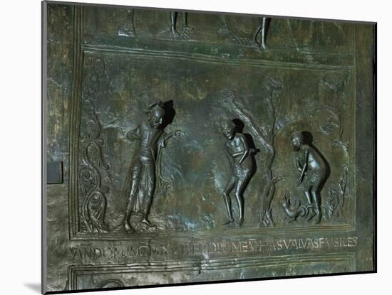 God Condemns Adam and Eve after the Fall, Panel from the Bronze Door, Early 11th Century-null-Mounted Giclee Print