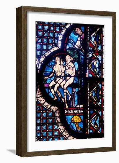 God Confronts Adam and Eve, Stained Glass, Chartres Cathedral, France, 1205-1215-null-Framed Photographic Print