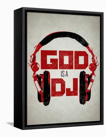 God is a DJ Music-null-Framed Stretched Canvas