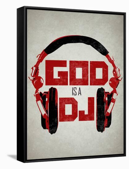 God is a DJ Music-null-Framed Stretched Canvas