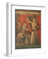 God Pan with Pipe and Female Panisk with Deer, Fresco, Villa of the Mysteries, Pompeii, Italy-null-Framed Giclee Print