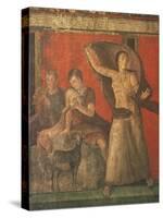 God Pan with Pipe and Female Panisk with Deer, Fresco, Villa of the Mysteries, Pompeii, Italy-null-Stretched Canvas
