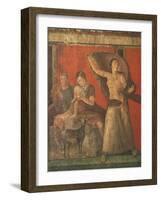 God Pan with Pipe and Female Panisk with Deer, Fresco, Villa of the Mysteries, Pompeii, Italy-null-Framed Giclee Print