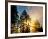 God Rays from Morning Fog Along the Madison River, Yellowstone National Park, Wyoming, USA-Chuck Haney-Framed Photographic Print