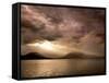 God Rays Shine Through Over Hood Canal, Seabeck, Washington, USA-Don Paulson-Framed Stretched Canvas