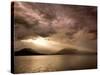 God Rays Shine Through Over Hood Canal, Seabeck, Washington, USA-Don Paulson-Stretched Canvas