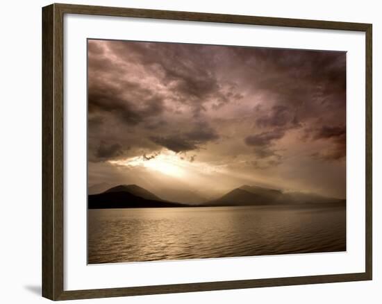 God Rays Shine Through Over Hood Canal, Seabeck, Washington, USA-Don Paulson-Framed Photographic Print