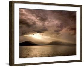 God Rays Shine Through Over Hood Canal, Seabeck, Washington, USA-Don Paulson-Framed Photographic Print