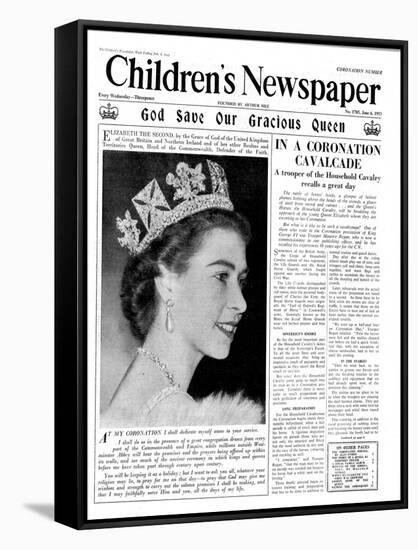 God Save Our Gracious Queen, Front Page of 'The Children's Newspaper', 1953-English School-Framed Stretched Canvas