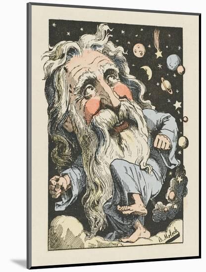 God Surrounded by Stars and Planets-Moloch-Mounted Art Print