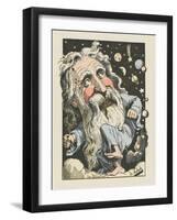 God Surrounded by Stars and Planets-Moloch-Framed Art Print