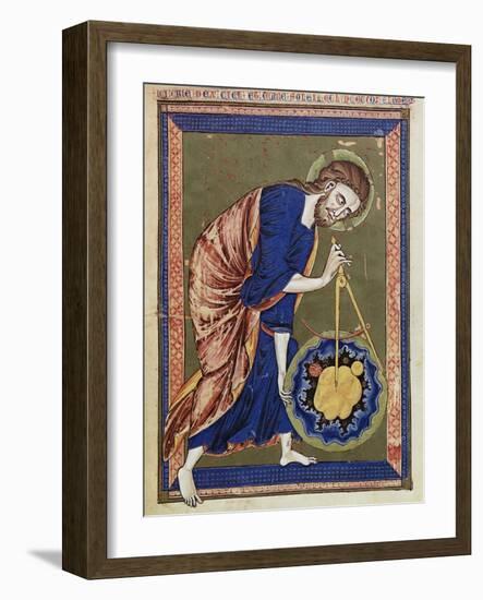 God, the Divine Architect Illumination from Bible moralisée, Codex Vindobonensis 2554-French School-Framed Giclee Print