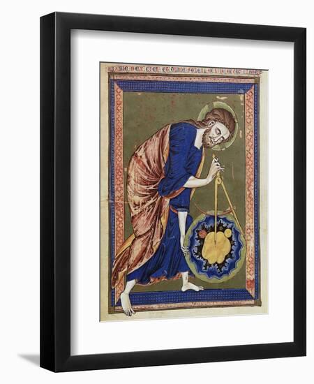 God, the Divine Architect Illumination from Bible moralisée, Codex Vindobonensis 2554-French School-Framed Giclee Print