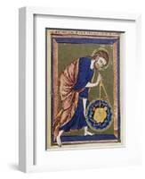 God, the Divine Architect Illumination from Bible moralisée, Codex Vindobonensis 2554-French School-Framed Giclee Print