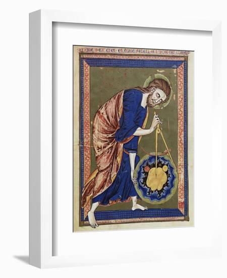 God, the Divine Architect Illumination from Bible moralisée, Codex Vindobonensis 2554-French School-Framed Giclee Print