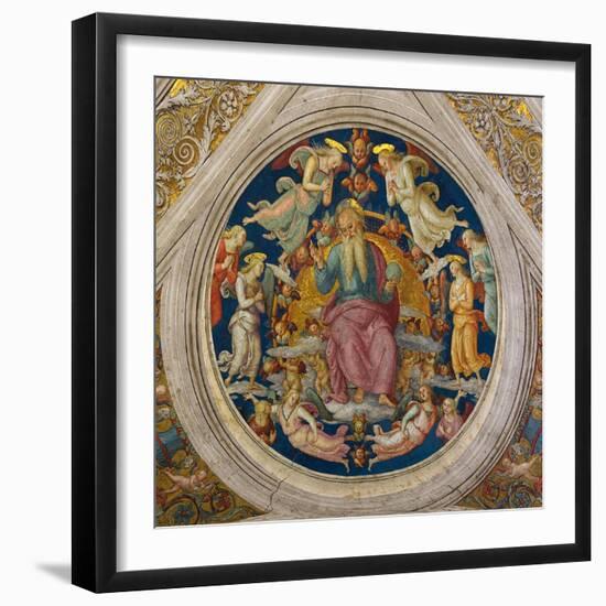 God the Father with Angels (From the Stanza Dell'Incendio Di Borg)-Perugino-Framed Giclee Print