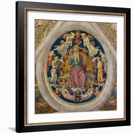 God the Father with Angels (From the Stanza Dell'Incendio Di Borg)-Perugino-Framed Giclee Print