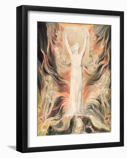 God Writing Upon the Tables of the Covenant-William Blake-Framed Giclee Print