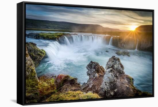 Godafoss, Myvatn, Iceland. the Waterfall of the Gods at Sunset-Francesco Riccardo Iacomino-Framed Stretched Canvas