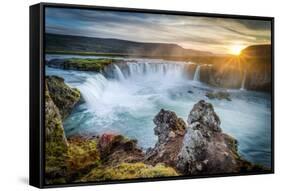 Godafoss, Myvatn, Iceland. the Waterfall of the Gods at Sunset-Francesco Riccardo Iacomino-Framed Stretched Canvas