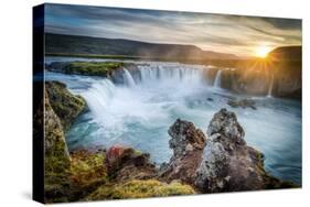 Godafoss, Myvatn, Iceland. the Waterfall of the Gods at Sunset-Francesco Riccardo Iacomino-Stretched Canvas