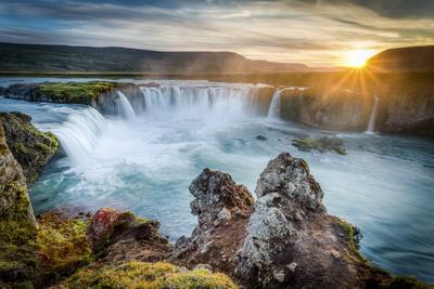 'Godafoss, Myvatn, Iceland. the Waterfall of the Gods at Sunset