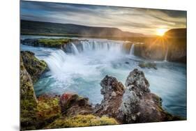 Godafoss, Myvatn, Iceland. the Waterfall of the Gods at Sunset-Francesco Riccardo Iacomino-Mounted Photographic Print