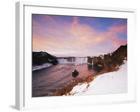 Godafoss Waterfall at Sunrise, Iceland, Polar Regions-Christian Kober-Framed Photographic Print