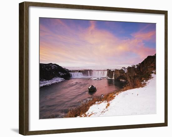 Godafoss Waterfall at Sunrise, Iceland, Polar Regions-Christian Kober-Framed Photographic Print