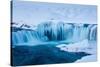 Godafoss waterfalls in winter, North-Central Iceland-David Noton-Stretched Canvas