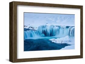 Godafoss waterfalls in winter, North-Central Iceland-David Noton-Framed Photographic Print