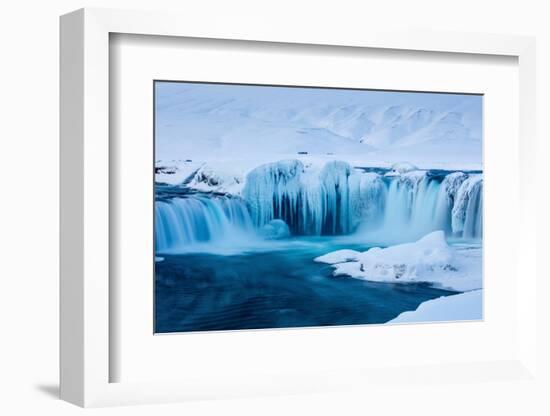 Godafoss waterfalls in winter, North-Central Iceland-David Noton-Framed Photographic Print