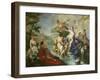 Goddess Diana and Nymphs and Actaeon Torn to Pieces by His Hounds or Dogs-Giovanni Battista Pittoni-Framed Giclee Print