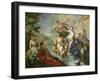 Goddess Diana and Nymphs and Actaeon Torn to Pieces by His Hounds or Dogs-Giovanni Battista Pittoni-Framed Giclee Print