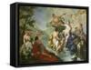 Goddess Diana and Nymphs and Actaeon Torn to Pieces by His Hounds or Dogs-Giovanni Battista Pittoni-Framed Stretched Canvas