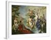 Goddess Diana and Nymphs and Actaeon Torn to Pieces by His Hounds or Dogs-Giovanni Battista Pittoni-Framed Giclee Print