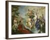 Goddess Diana and Nymphs and Actaeon Torn to Pieces by His Hounds or Dogs-Giovanni Battista Pittoni-Framed Giclee Print
