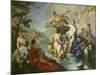 Goddess Diana and Nymphs and Actaeon Torn to Pieces by His Hounds or Dogs-Giovanni Battista Pittoni-Mounted Giclee Print