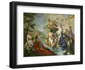 Goddess Diana and Nymphs and Actaeon Torn to Pieces by His Hounds or Dogs-Giovanni Battista Pittoni-Framed Giclee Print