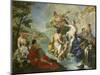 Goddess Diana and Nymphs and Actaeon Torn to Pieces by His Hounds or Dogs-Giovanni Battista Pittoni-Mounted Giclee Print