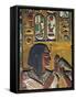 Goddess Hathor Offers Her Necklace to the Pharaoh, Painted Relief, Detail with Pharaoh-null-Framed Stretched Canvas