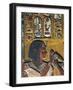 Goddess Hathor Offers Her Necklace to the Pharaoh, Painted Relief, Detail with Pharaoh-null-Framed Giclee Print